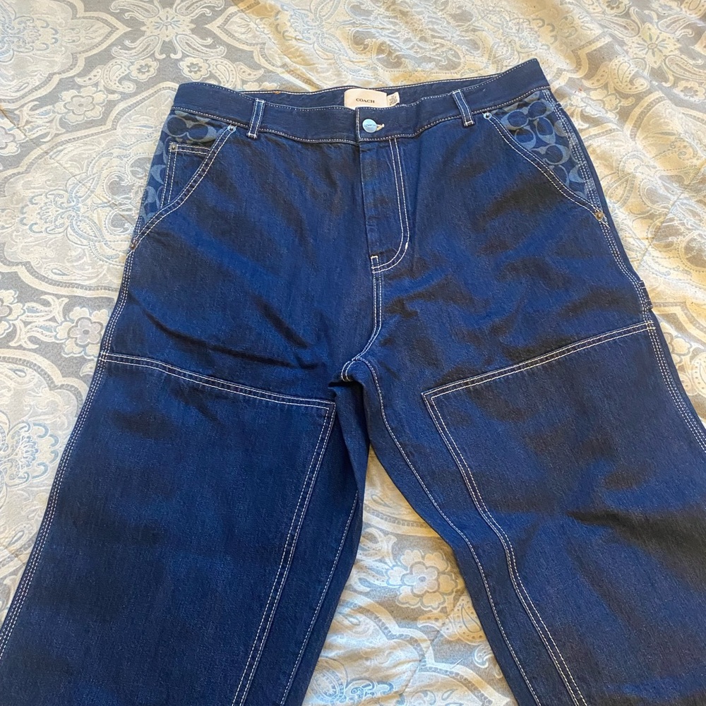 Coach Relaxed Straight Fit Denim Carpenter Pants Size 34